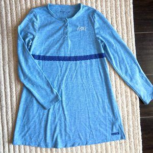 American Girl blue henley tunic dress top, Girls size 10-12, GUC